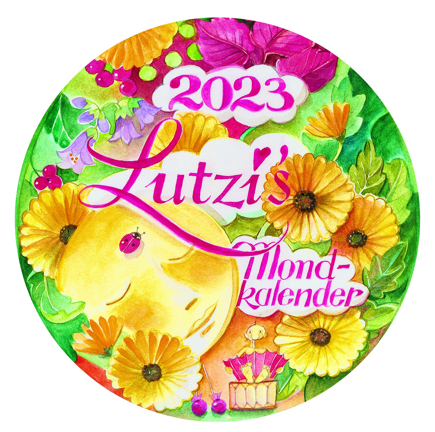 Lutzi's Mondkalender Rund 2023 mit Mondaufhänger